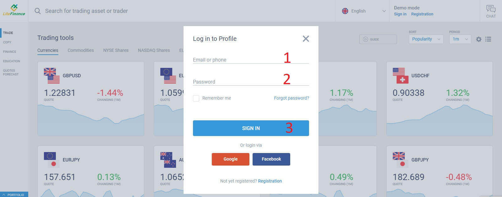 Bejelentkezés és fiók ellenőrzése a LiteFinance szolgáltatásban Bejelentkezés és fiók ellenőrzése a LiteFinance szolgáltatásban