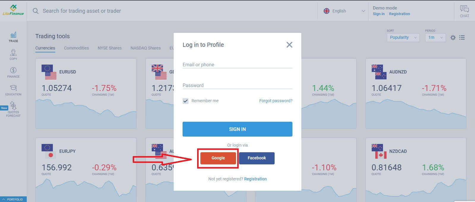 Slik logger du på LiteFinance Slik logger du på LiteFinance