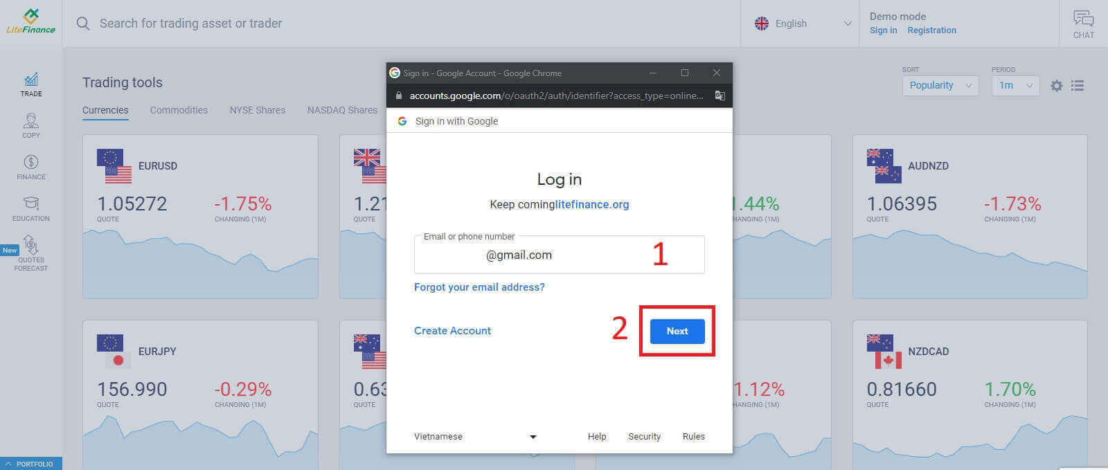Slik logger du på LiteFinance Slik logger du på LiteFinance