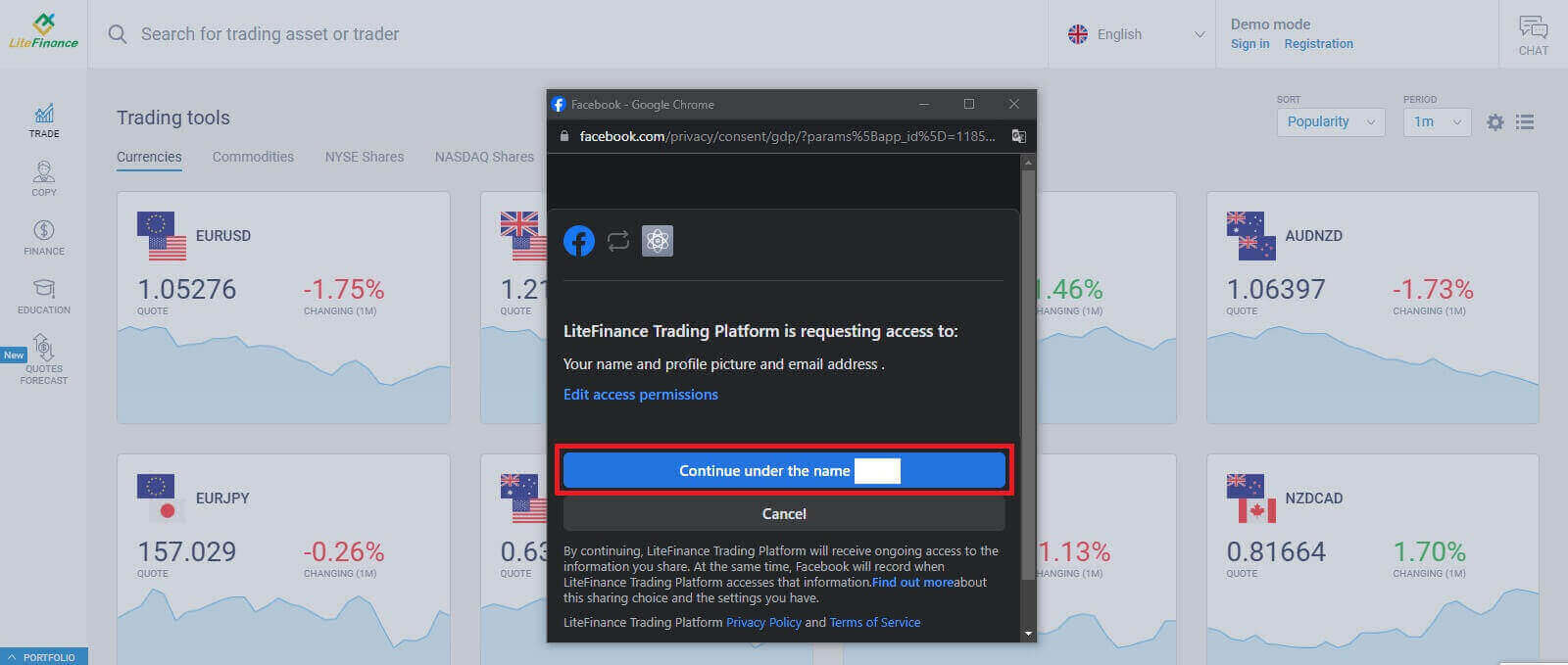 LiteFinance වෙතින් පුරනය වී ආපසු ගන්නේ කෙසේද