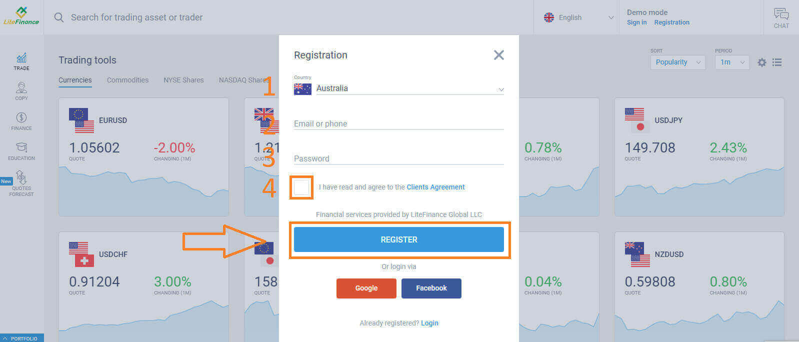 Conas Cláraigh agus Taisce le LiteFinance Conas Cláraigh agus Taisce le LiteFinance