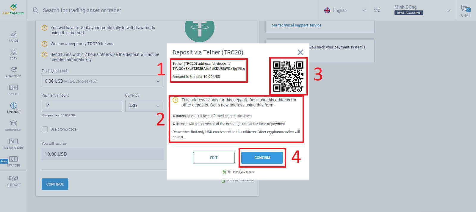Si të tërhiqni dhe të bëni një depozitë në LiteFinance Si të tërhiqni dhe të bëni një depozitë në LiteFinance