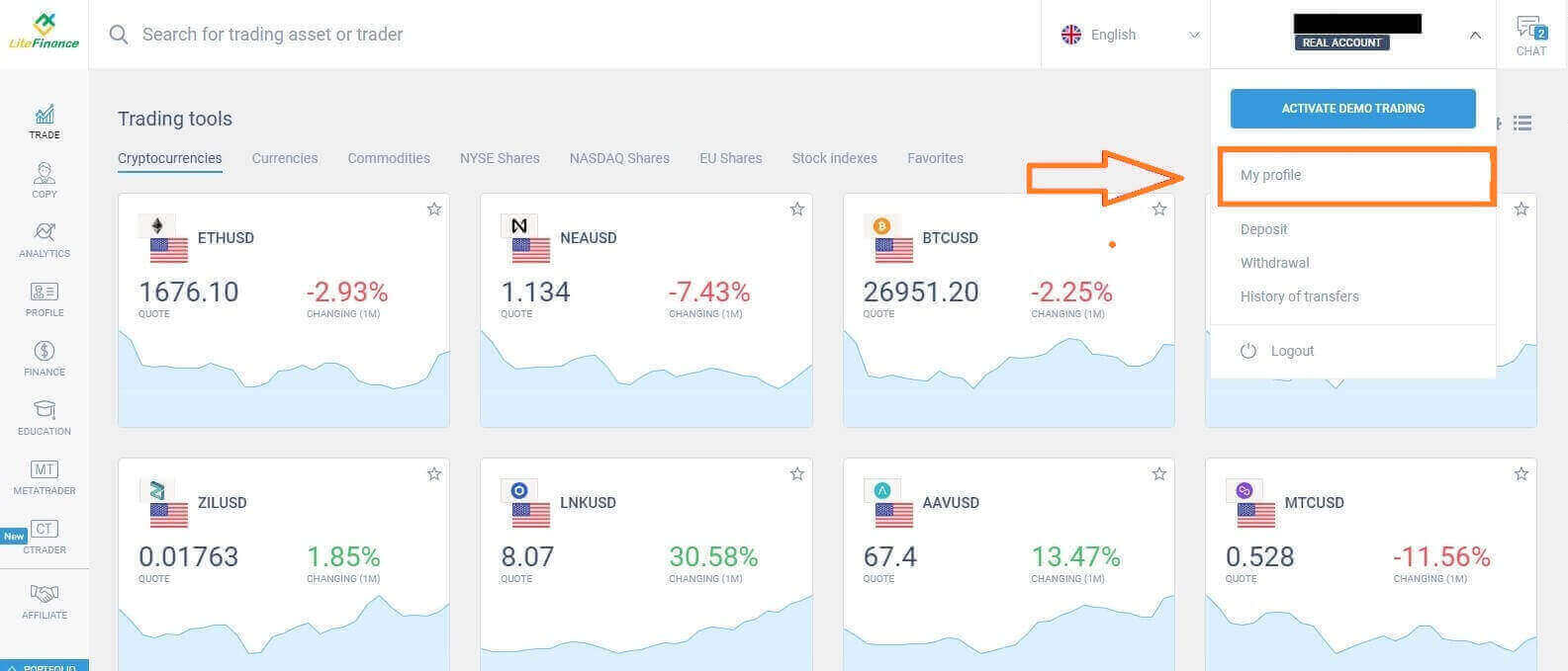 LiteFinance abrir conta e retirar: etapas e requisitos