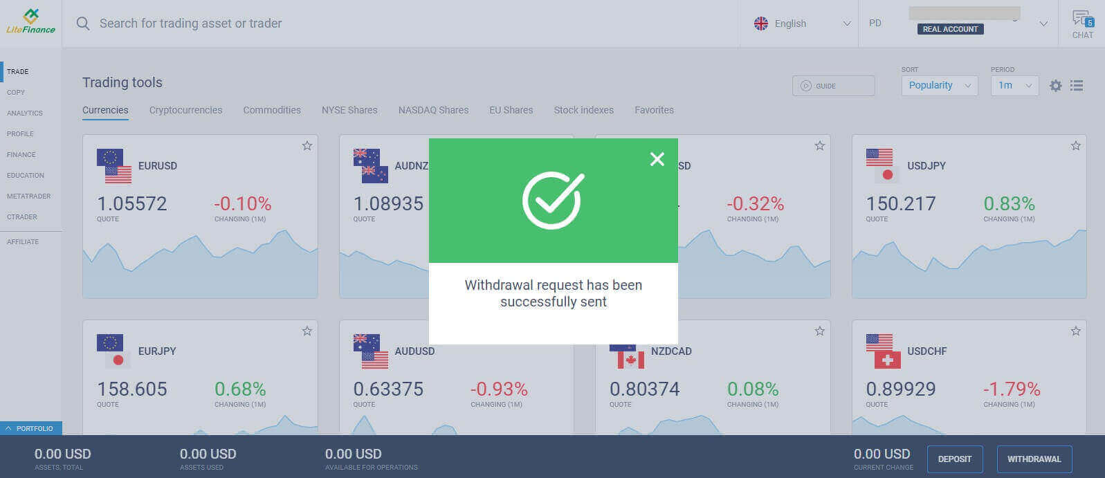LiteFinance abrir conta e retirar: etapas e requisitos