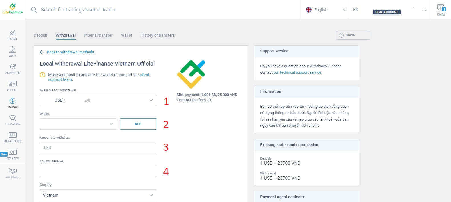LiteFinance tilbagetrækning og indbetaling: Metoder, begrænsninger og behandlingstider LiteFinance tilbagetrækning og indbetaling: Metoder, begrænsninger og behandlingstider